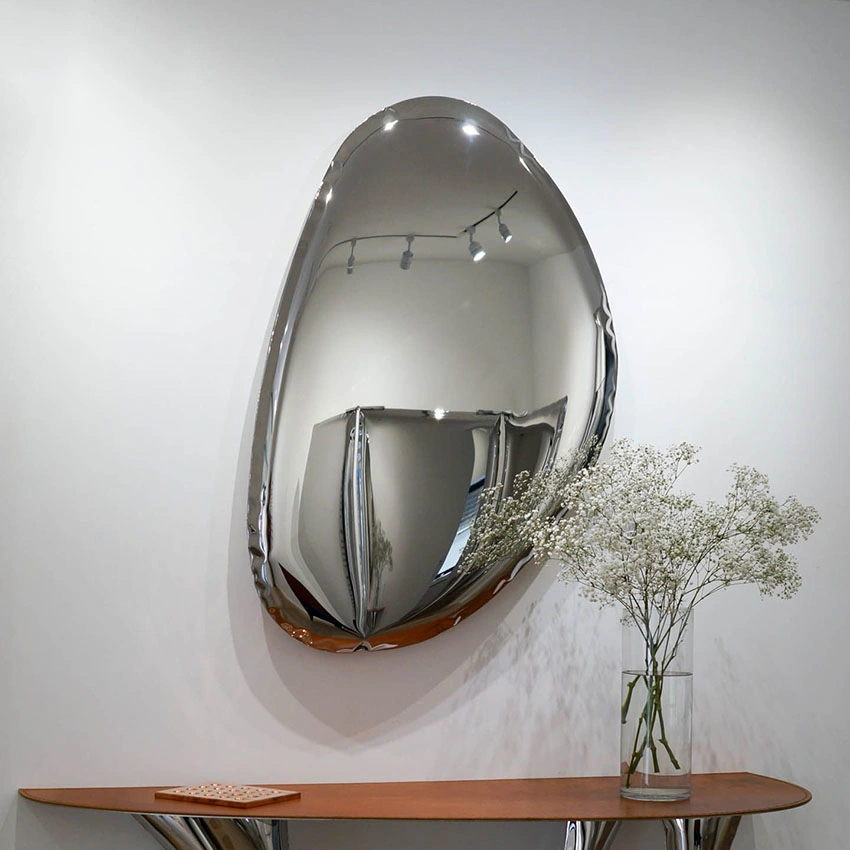 Metal Wall Living Room Decor Water Drop Mirror Sculpture Hotel Installation Art