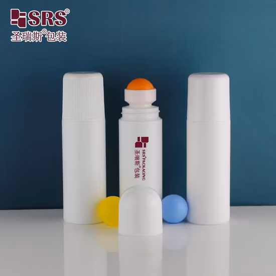SRS Packaging, gerippter Flachverschluss, 90 ml, Roll-on-Flaschenbehälter für Deodorant, 3 Unzen PP-Kunststoffflasche, leere Verpackung, China-Lieferant