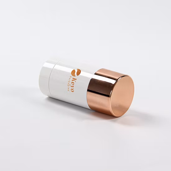 Ovaler, umweltfreundlicher 30-ml-1-Unzen-leerer, weißer Push-up-Sonnencreme-Verpackungsbehälter aus Kunststoff für Deo-Sticks