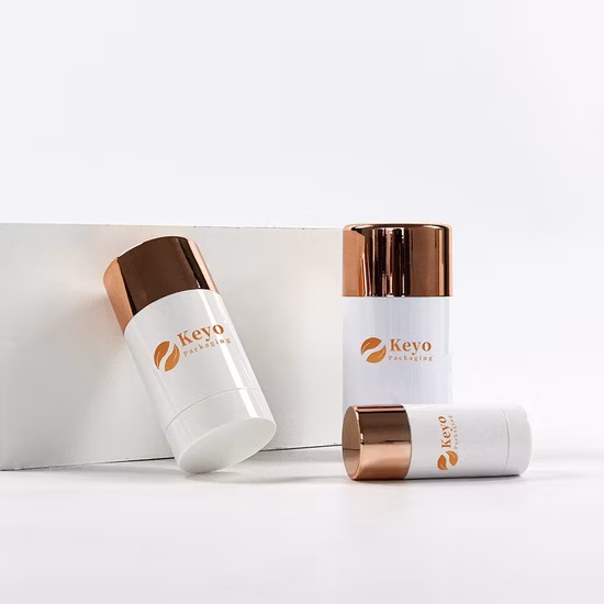 2,5 Unzen 75 ml leere, weiße, schwarze, runde, mit Boden befüllbare Deo-Tube aus Kunststoff, wiederverwendbare Stick-Behälter